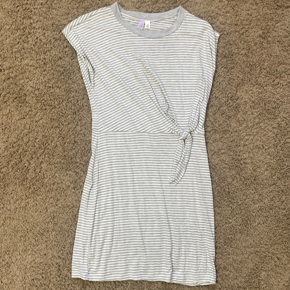 Gray stripped knit dress